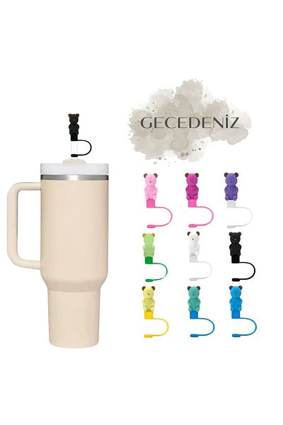 GECEDENİZ 3D Three Dimensional Bear Thermos Jelly Bean