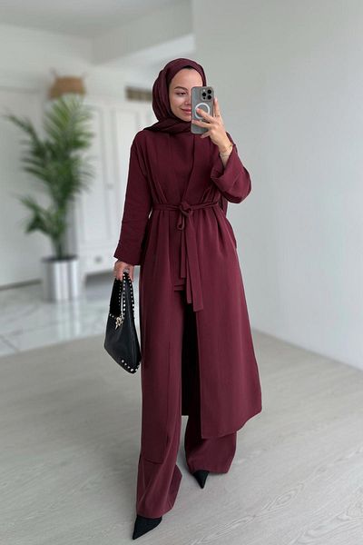Ka Hijab Triple Set Burgundy Shoes