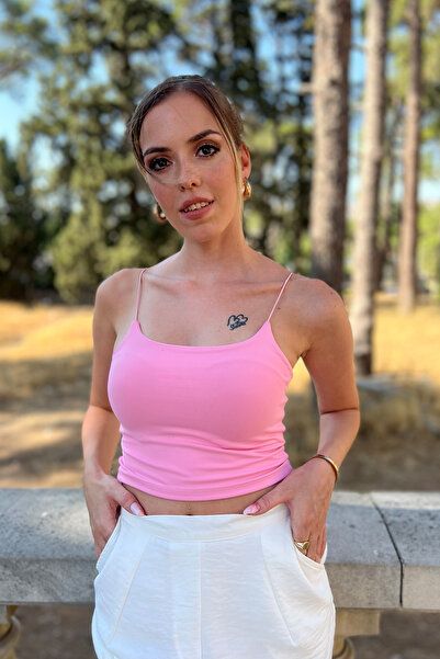 CİDDE Жіноча блузка-бюстьє на бретелях Iparim світло-рожевого кольору