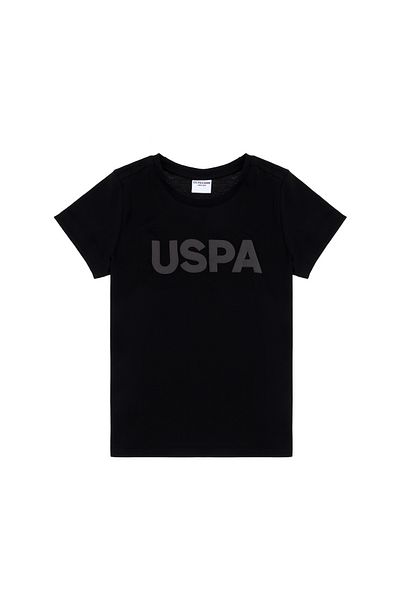 U.S. Polo Assn. Tricou negru de bază pentru băiat cu gât crew 50298048 -vr046