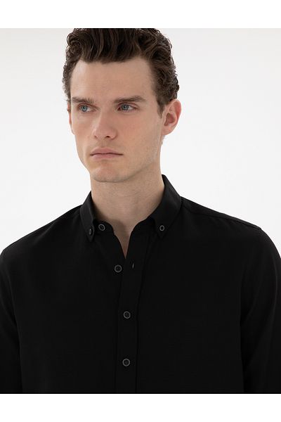 Pierre Cardin Μαύρο μακρυμάνικο πουκάμισο Regular Fit 50304764-VR046