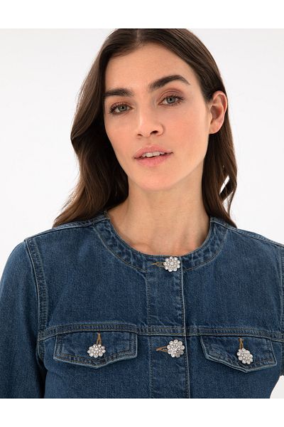 Pierre Cardin Blue Crop Top Jean Jacket 50306930 -Vr036