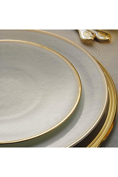 EVALIZA Koleksiyon COUPE Sade Paisley Altın Yemek Takımı