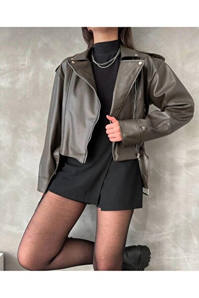 MEECY Oversize Belted Leather Style Jacket