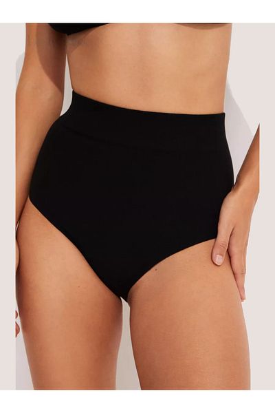 MİSTİRİK Mabet Model High Waist - Recovery and Slimming Black Knitted Panties Corset