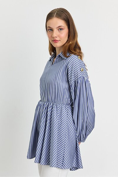 Rays 4291A Tunica cu cordon cu talie în dungi Saks