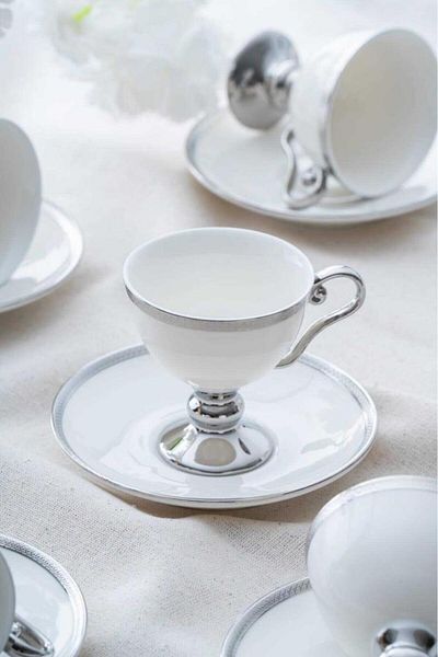 ACAR Hxf-06551 Thelma Silver White Set of 6 Coffee Cups