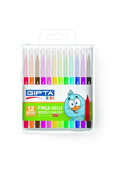 Gıpta K4151 Felt Tip Pen with Brush Tip 12 Pieces
