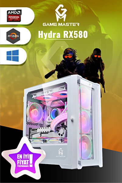 GM Game Master Hydra RX580 Ryzen 5 5500 CPU 16GB 3200MHz RAM 512GB NVMe M.2 SSD RX580 8GB Ekran Kartı Gaming Pc