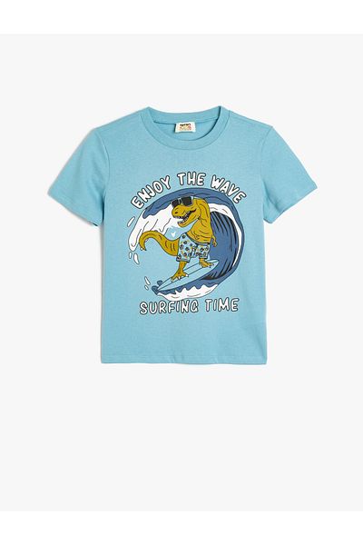 Koton Tricou din bumbac cu mânecă scurtă cu imprimeu dinozaur