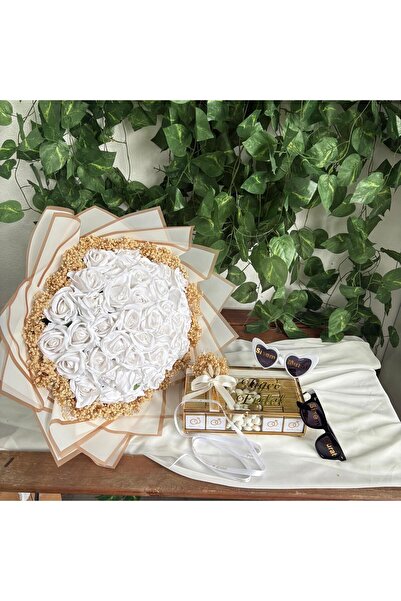 ZEKAAVM 41 güllü Kız isteme çiçek isteme çikolatası ikili gözlük ve isimli ku...