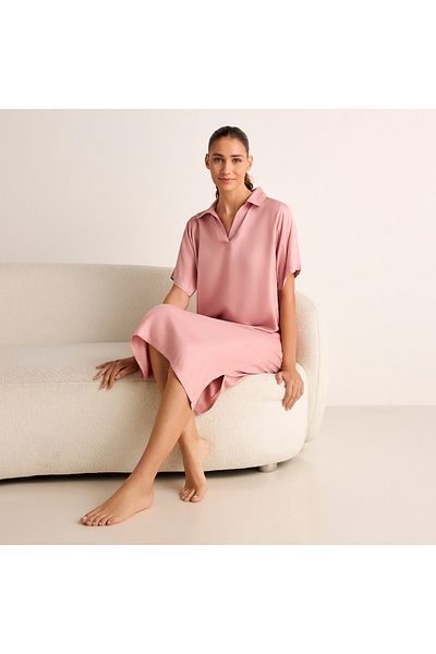 FAV Set of 2 - Tiered Sleepshirt with Collared Neckline and Button Closure