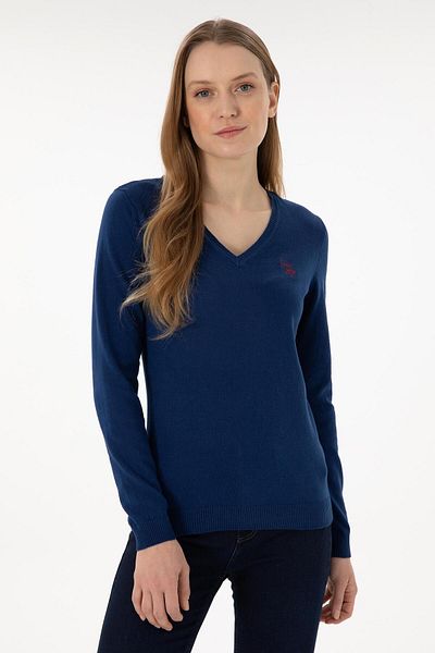 U.S. Polo Assn. Indigo Blue Women's V-Neck Sweater