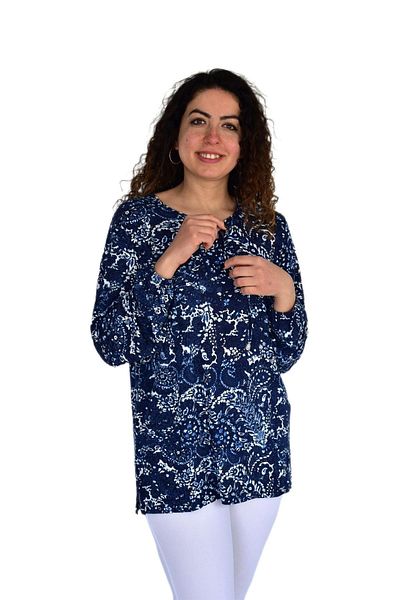 wearon tekstil Γυναικεία μπλούζα με μοτίβο με φύλλα με στάμπα BGL-ST04283