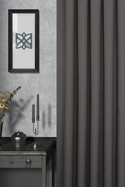 MARİTSA Cortina de fundal - Seria Jacquard Model Flora Deschis Antracit Pliuri îngust (1x3) Cortina cu o singură aripă