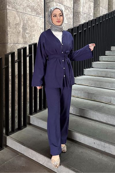 Ovn. Σετ Κιμονό με Κουμπιά - Navy Blue