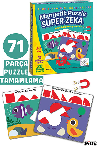 giffy Oyuncak Manyetik Tabletli 71 Parça Mıknatıslı Puzzle Tamamlama Eğitici ...