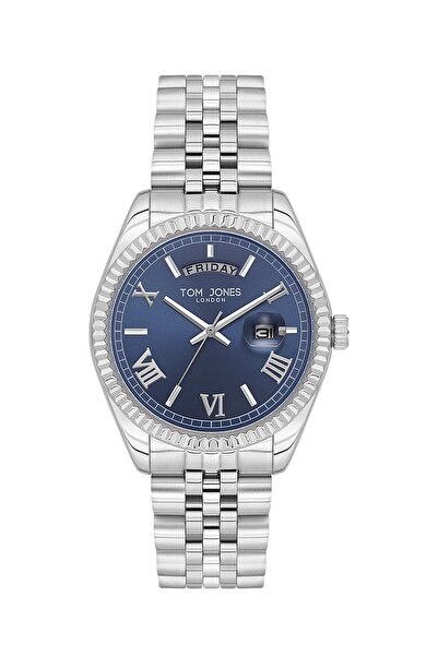 Tom Jones Mercekli Takvim Fosforlu Lacivert Çelik Erkek Kol Saati