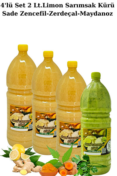 ayşeana yöresel Limon Sarımsak Kürü 4'lü Set (SADE-ZENCEFİLLİ-ZERDEÇALLI-MAYD...