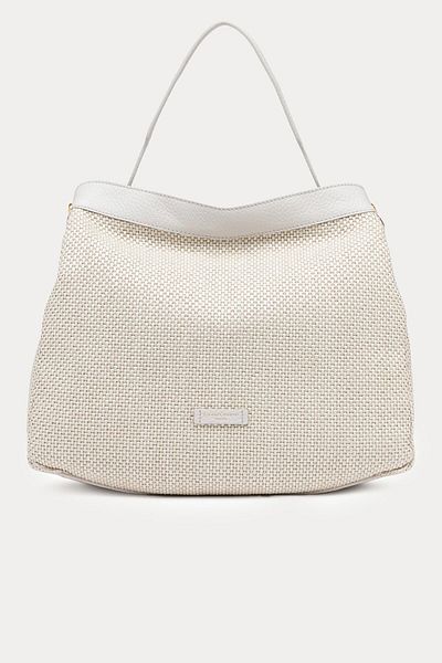GIANNI CHIARINI Ottavia Leather Combination Straw Knit Shoulder Bag