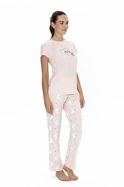 U.S. Polo Assn. U.S. Polo Assn. 20075 Women's Short Sleeve Bicycle Collar Pajama Set-Pinkmelange