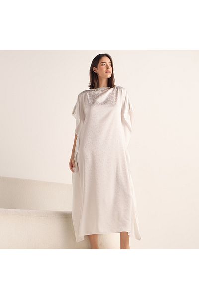FAV Textured Kaftan Night Gown with Boat Neck