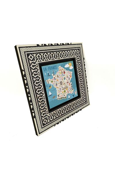 Sadrazam France Symbols Printed Mdf Table 20X20 Krg-8