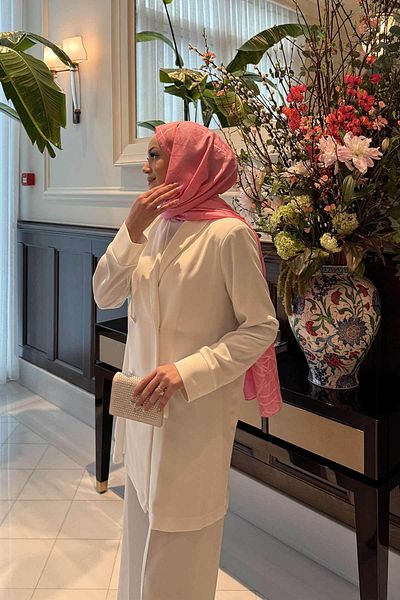 Melike Tatar White Jumpsuit with Jacket 32-9357-2
