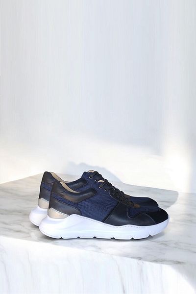 DOKA Men's Sneakers 950702   Leather - Linen Navy Blue