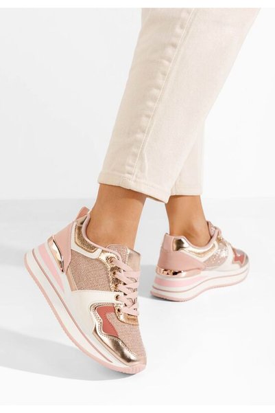 B T Shoes Ροζ Αθλητικά Παπούτσια Πλατφόρμας με Μαργαρίτες