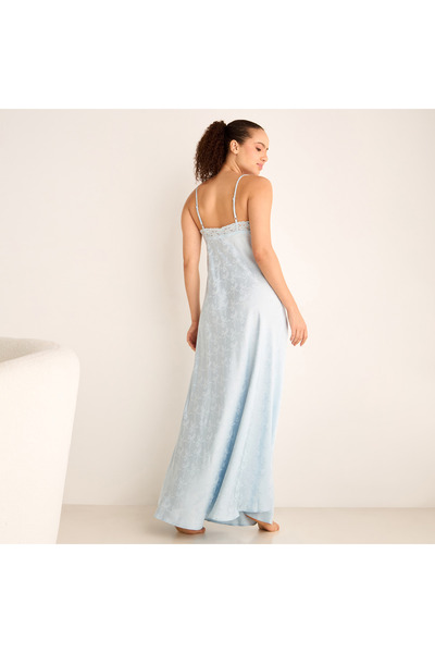 FAV Bow Textured Laced Slip Dress with Adjustable Straps