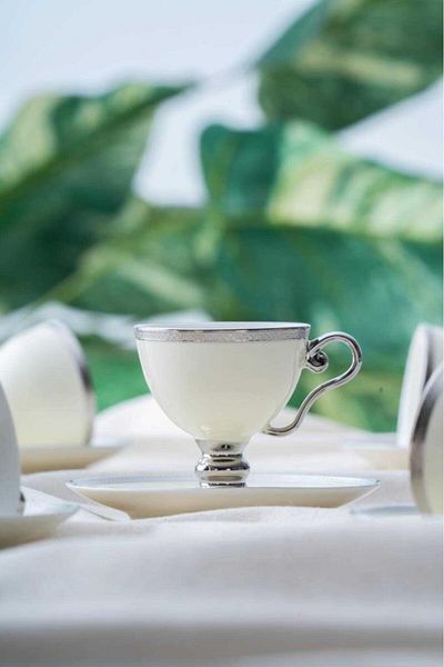 ACAR Hxf-06551 Thelma Silver Off White 6 Coffee Cup Set