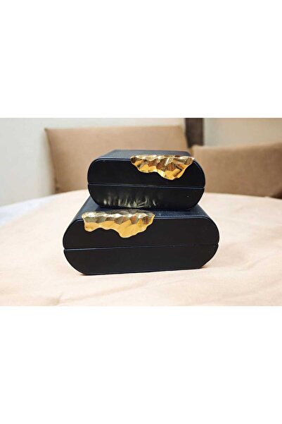 PELLE DESİGN Ikili dekoratif kutu metal aksesuarlı