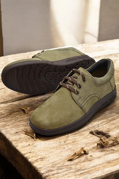 ISPARTALILAR 518-8 Orthopedic Sole Genuine Leather Men's Shoes Casual Daily Khaki Men's Shoes