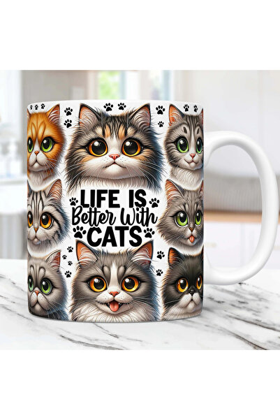 rk tasarım Cat Themed Special Design Mug
