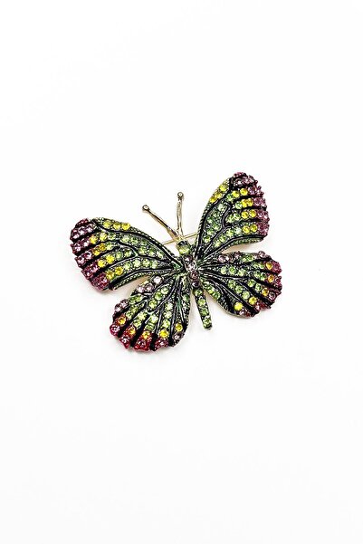 New Obsessions Renkli kristal Taşlı kelebek broş Yaka İğnesi