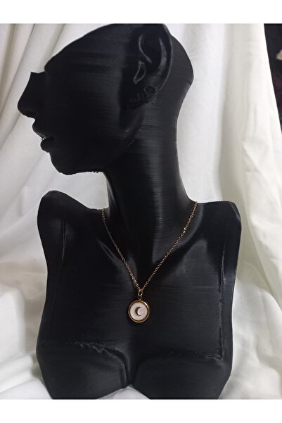 lavantebutik قلادة من الفولاذ 316 لؤلؤة بيضاء مجسمة على شكل قمر مطلية بالذهب ...