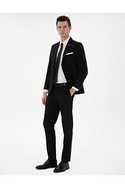 Pierre Cardin Siyah Ex. Slim Fit Çizgili Takım Elbise 50302425-VR046