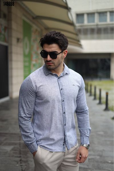 Kokosh moda Ανδρικό μακρυμάνικο βαμβακερό λινό πουκάμισο