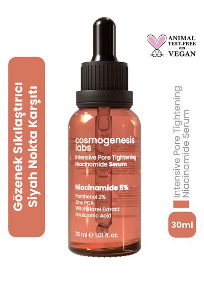 Cosmogenesis Labs Black Niacinamide Skin Serum - Acne 30ml Vegan Pore Tightening (5% NIACINAMIDE)
