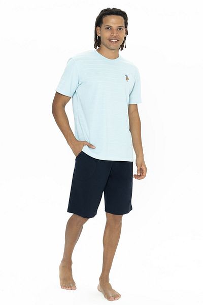 U.S. Polo Assn. U.S. Polo Assn. Set de pijamale pentru biciclete cu mâneci scurte pentru bărbați - albastru