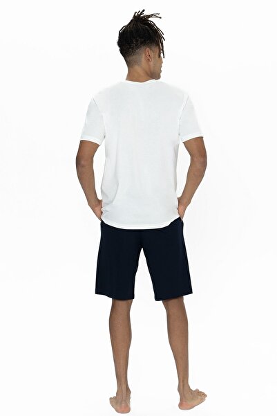 U.S. Polo Assn. U.S. Polo Assn. 18865 Men's Short Sleeve Bicycle Collar Shorts Pajama Set-Ecru