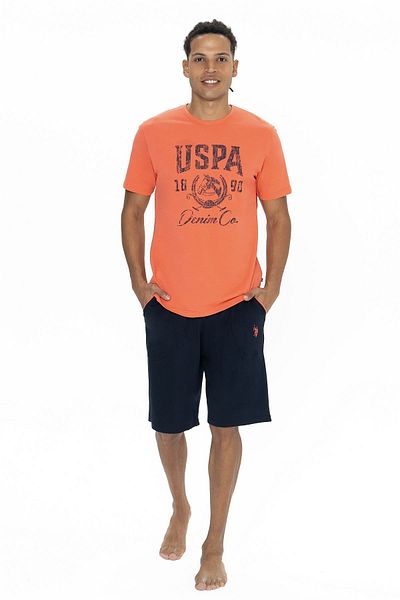 U.S. Polo Assn. طقم بيجامة رجالي من U.S Polo Assn بأكمام قصيرة وياقة دائرية