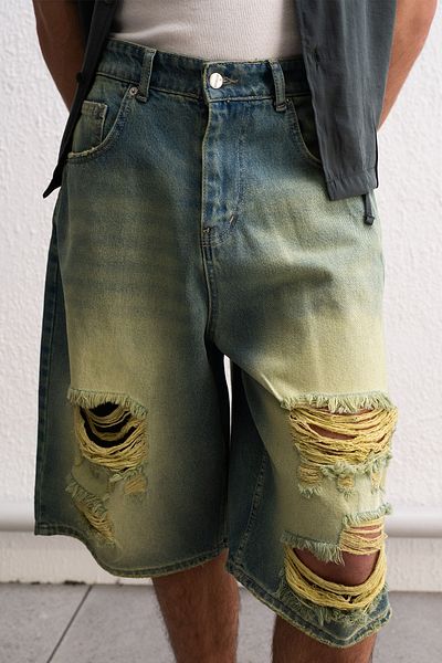 GIESTO PANTALONI SCURT VERDE JEAN RUPITI