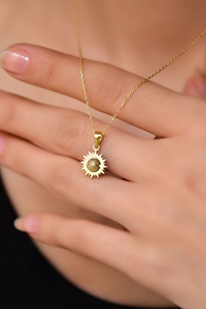 Papatya Silver 925 Ayar Gümüş Gold Kaplama Sim Toplu Güneş Kolye