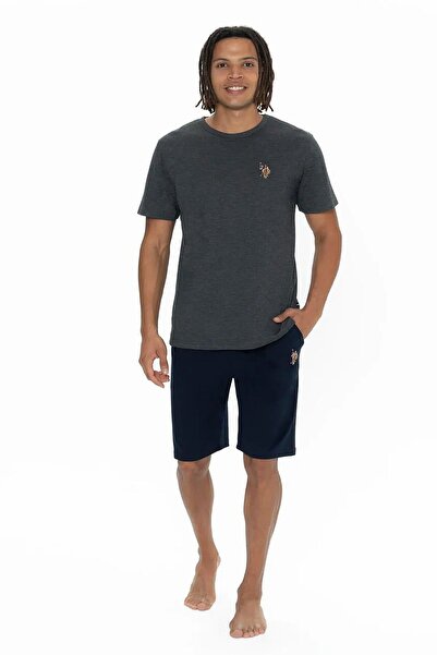 U.S. Polo Assn. U.s Polo Assn. 18904 Erkek Kısa Kollu Bisiklet Yaka Şortlu Pijama Takımı-Antrasit
