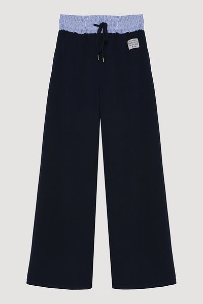 Quzu Navy Blue Striped Boxers - Waist Detailed Labeled Pants