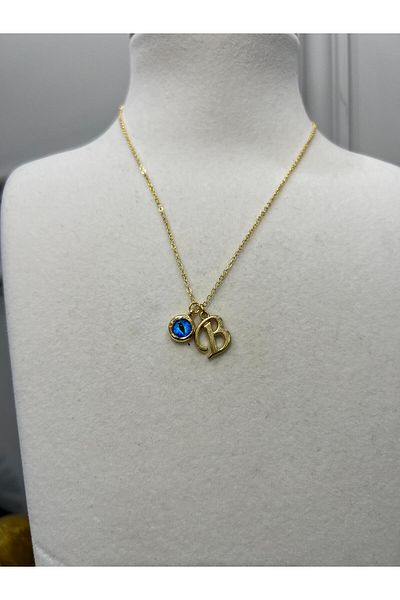 Store B Letter Necklace - Evil Eye Beaded Lettered Steel Chain