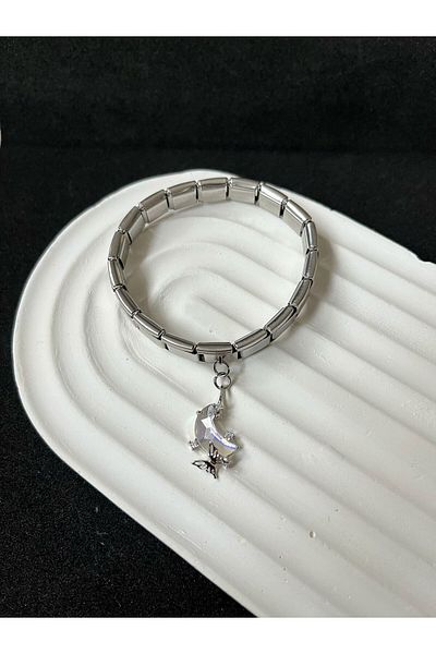 Sepetten Eve Steel Italian Charm Bracelet Butterfly Model Adjustable Italian Charm Steel Bracelet 18cm
