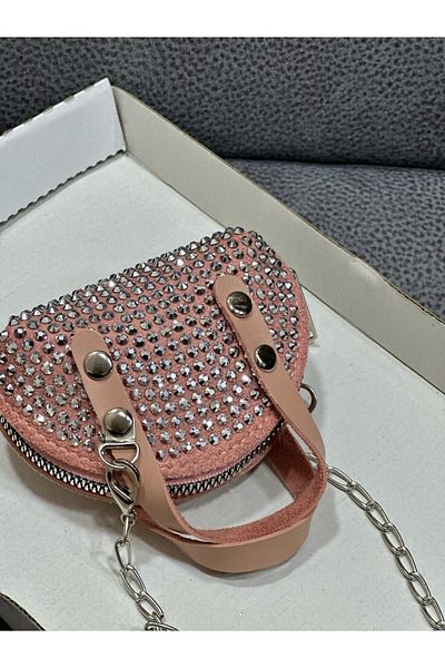 ESTUTE Geantă Crossbody Mini Pietre cu Curea Lanț 10x7 Cm